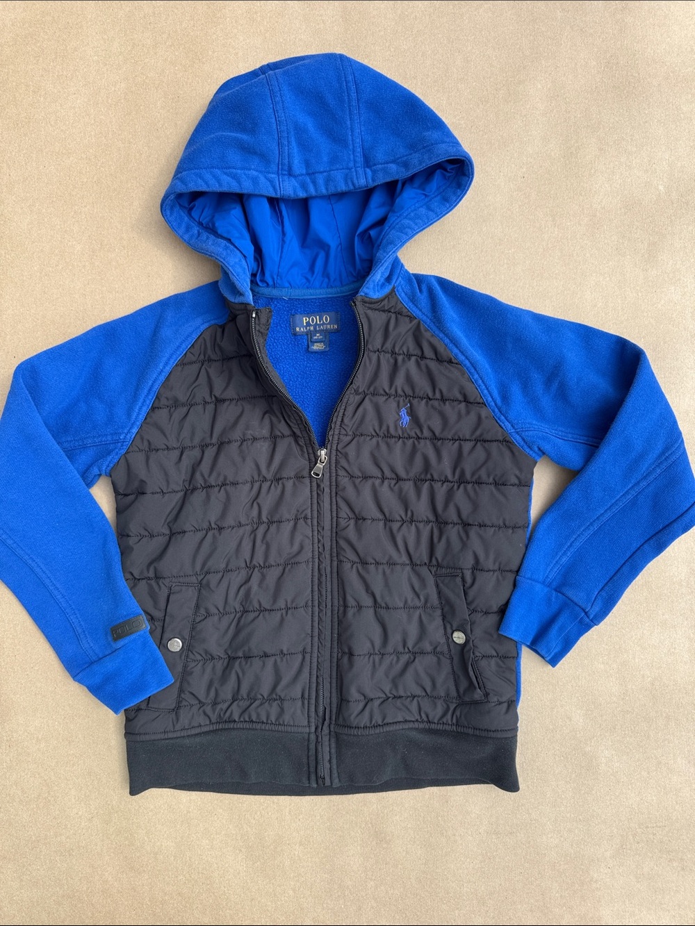 Polo by Ralph Lauren Blue & Black Quilted Hooded Jacket